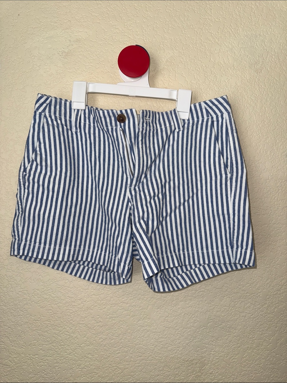 GAP City Short Size 6 Blue White Striped Linen Blend Shorts